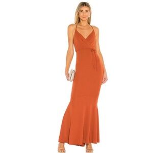 NWT Michael Costello x Revolve Genevieve Jersey Maxi Dress in Burnt Sienna Sz S